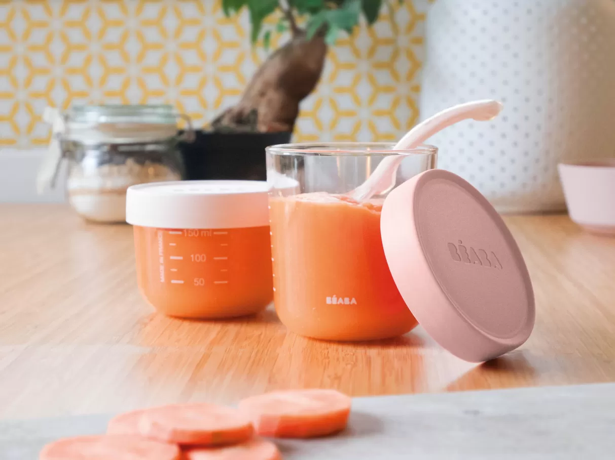 BÉABA Pots De Conservation*Coffret De 2 Portions Verre 150 Ml Pink / 250 Ml Old Pink